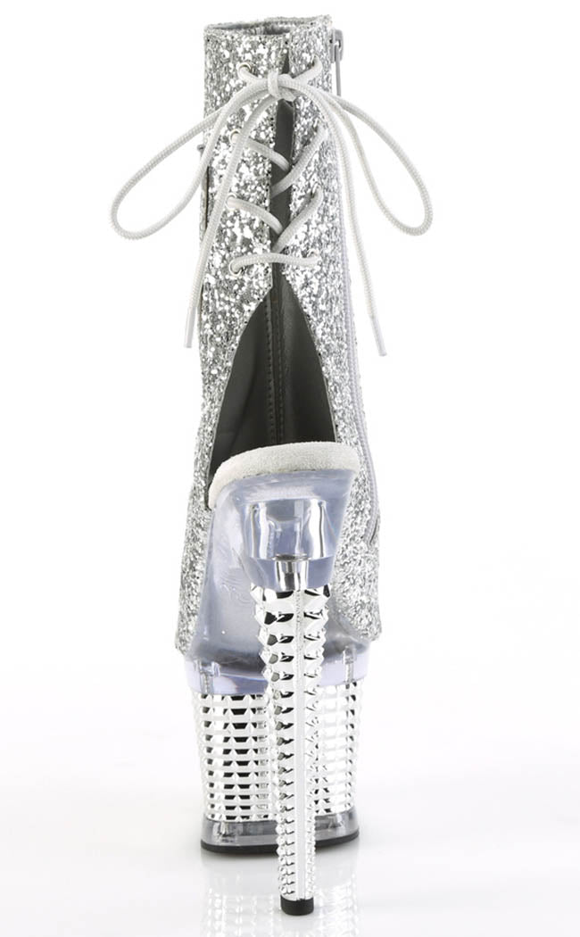 SPECTATOR-1018 Silver Glitter Ankle Boots-Pleaser-Tragic Beautiful