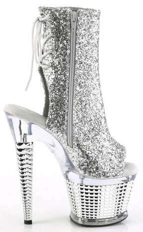 SPECTATOR-1018 Silver Glitter Ankle Boots-Pleaser-Tragic Beautiful