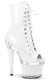 SPECTATOR-1021 White Patent Ankle Boots-Pleaser-Tragic Beautiful