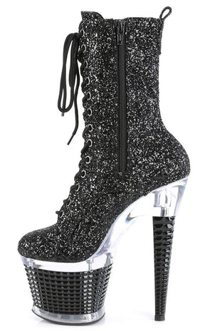 SPECTATOR-1040G Black Glitter Ankle Boots-Pleaser-Tragic Beautiful
