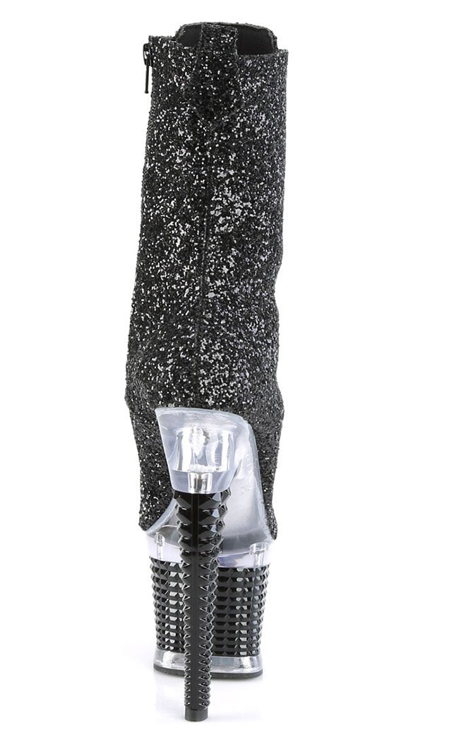 SPECTATOR-1040G Black Glitter Ankle Boots-Pleaser-Tragic Beautiful