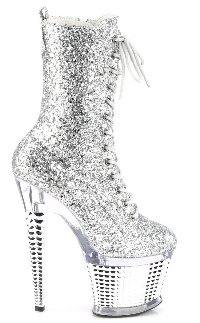 SPECTATOR-1040G Silver Glitter Ankle Boots-Pleaser-Tragic Beautiful