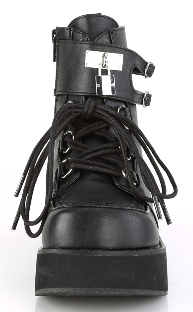 SPRITE-70 Black Lace Up Ankle Boots-Demonia-Tragic Beautiful