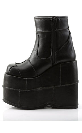 STACK-201 Black Vegan Leather Boots-Demonia-Tragic Beautiful