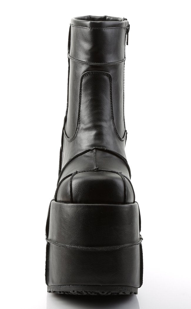 STACK-201 Black Vegan Leather Boots-Demonia-Tragic Beautiful