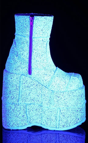 STACK-201G White Glitter Boots-Demonia-Tragic Beautiful