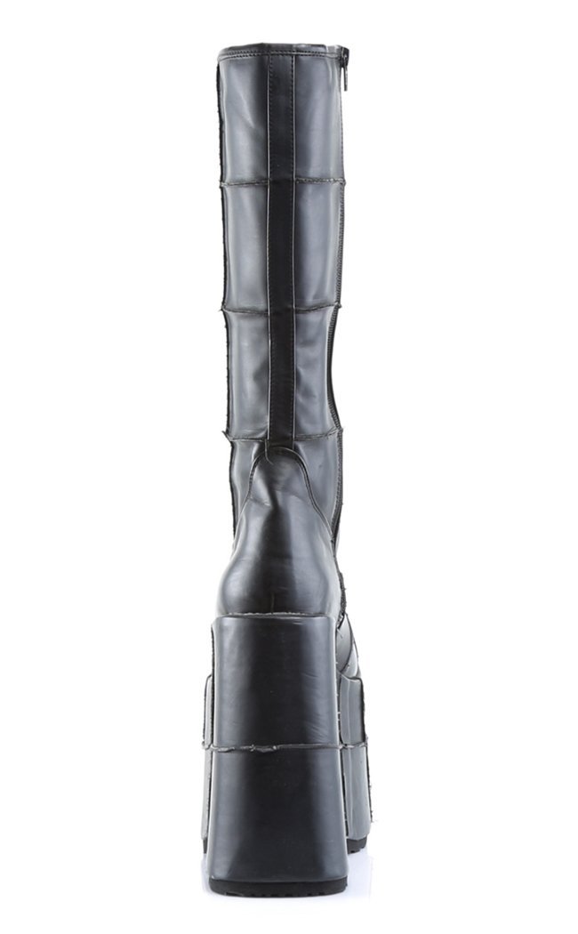 STACK-301 Black Vegan Leather Boots (Au Stock)-Demonia-Tragic Beautiful