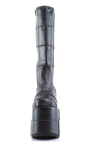 STACK-301 Black Vegan Leather Boots-Demonia-Tragic Beautiful