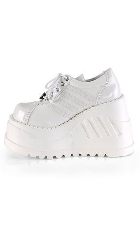 STOMP-08 White Platform Sneakers-Demonia-Tragic Beautiful