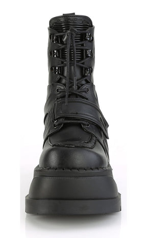 STOMP-13 Black Platform Ankle Boots-Demonia-Tragic Beautiful