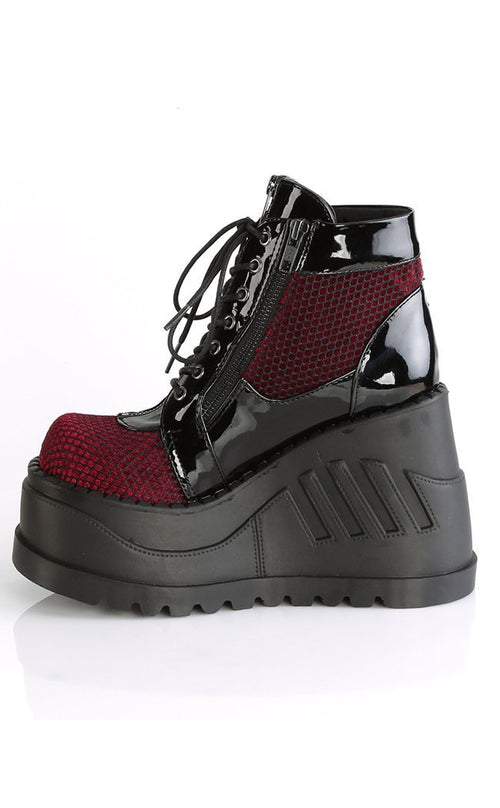 Demonia STOMP-18 Burgundy Platform Boots | Gothic Shoes Australia
