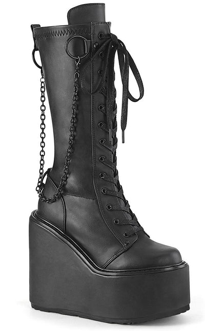 Demonia SWING-150 Black Mattte Knee High Boots | Goth Shoes Australia
