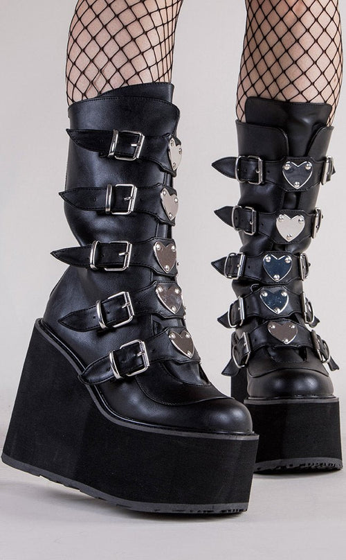 Demonia SWING-230 Black Vegan Mid-Calf Boots | Gothic Shoes Australia