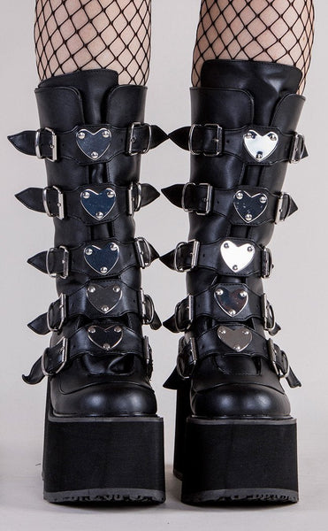 Demonia SWING-230 Black Vegan Mid-Calf Boots Gothic Shoes Australia