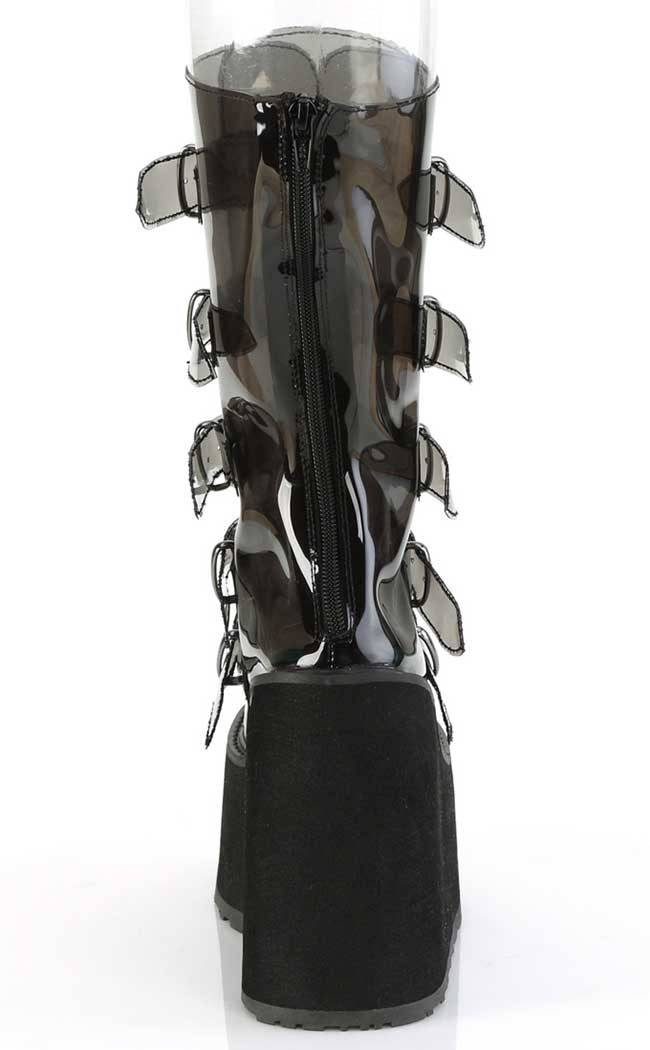 SWING-230C Smoke Tint Platform Mid-Calf Boots-Demonia-Tragic Beautiful