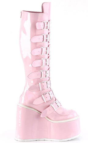 SWING-815 Pink Holo Trinity Boots-Demonia-Tragic Beautiful