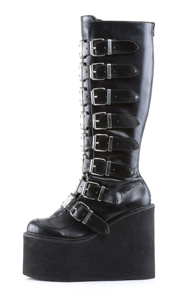 Demonia SWING-815 Black Vegan Trinity Boots | Gothic Shoes Australia