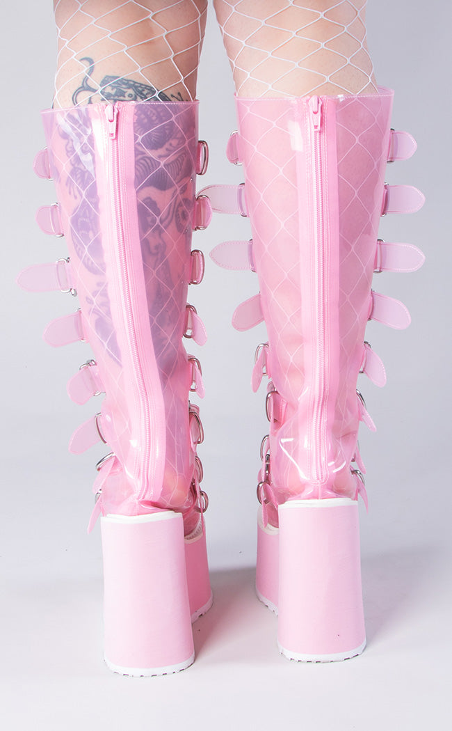 SWING-815C Baby Pink Tint Knee High Boots-Demonia-Tragic Beautiful
