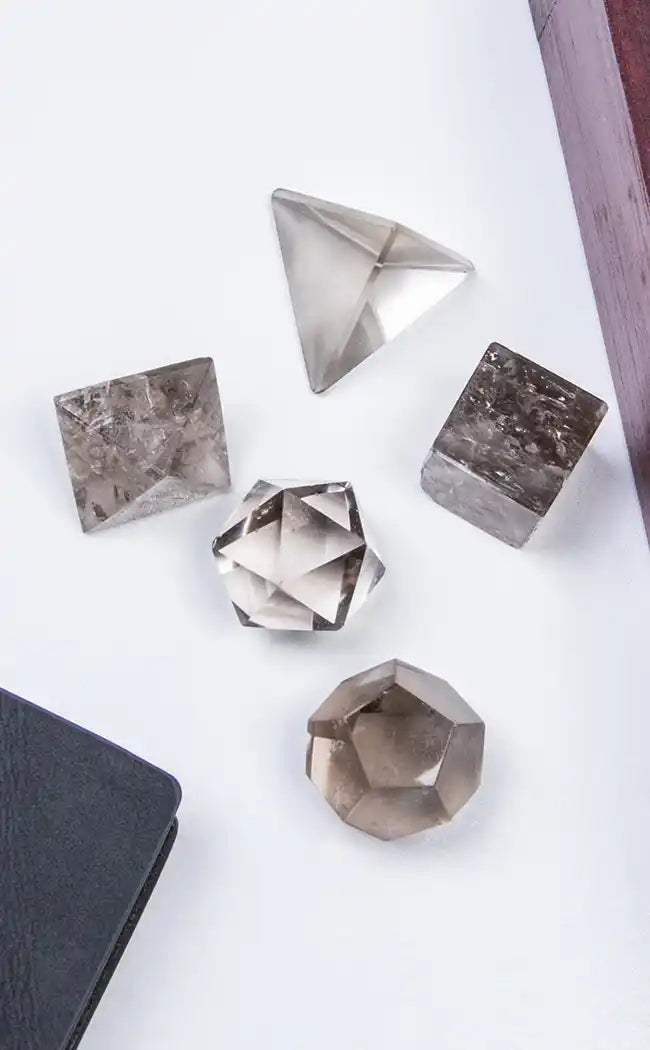Sacred Geometry Set of 5 | Smoky Quartz-Crystals-Tragic Beautiful