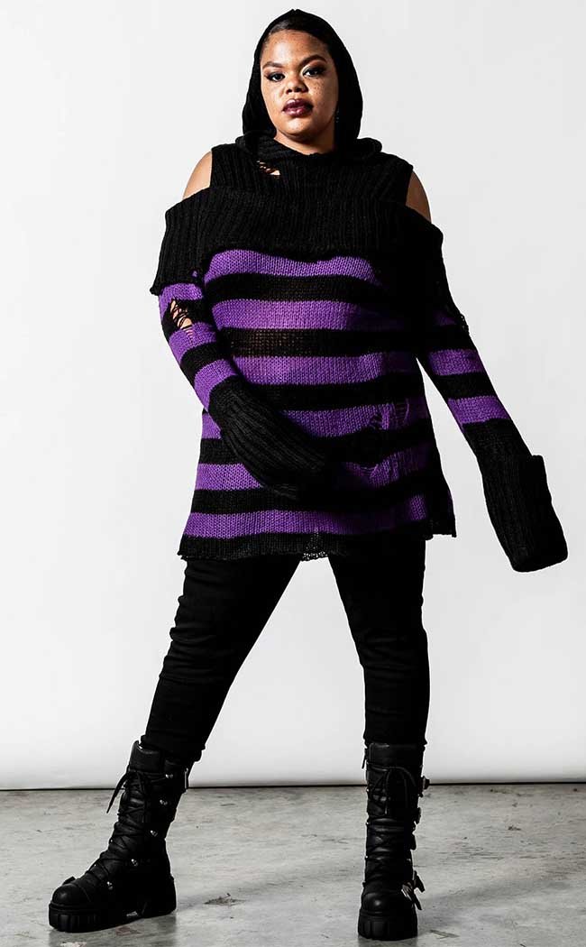 Salvia Hooded Knit Sweater-Killstar-Tragic Beautiful