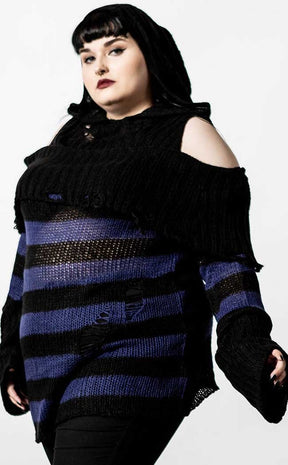 Sapphire Hooded Knit Sweater-Killstar-Tragic Beautiful