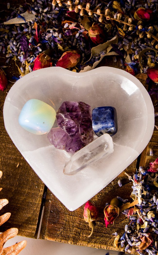 Selenite Heart Charging Bowl-Crystals-Tragic Beautiful