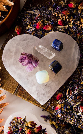 Selenite Heart Charging Plate-Crystals-Tragic Beautiful