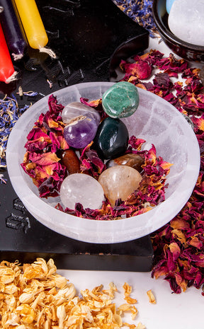 Selenite Ridged Charging Bowl 10cm-Crystals-Tragic Beautiful