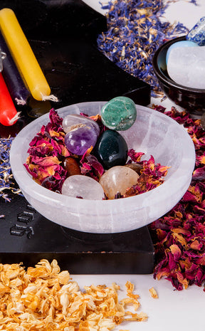 Selenite Ridged Charging Bowl 10cm-Crystals-Tragic Beautiful