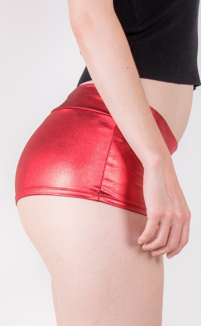 Shiny Booty Shorts Red-Music Legs-Tragic Beautiful