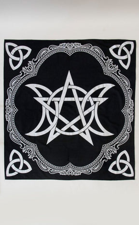 Silver Triple Moon Pentacle Altar Cloth-TB-Tragic Beautiful
