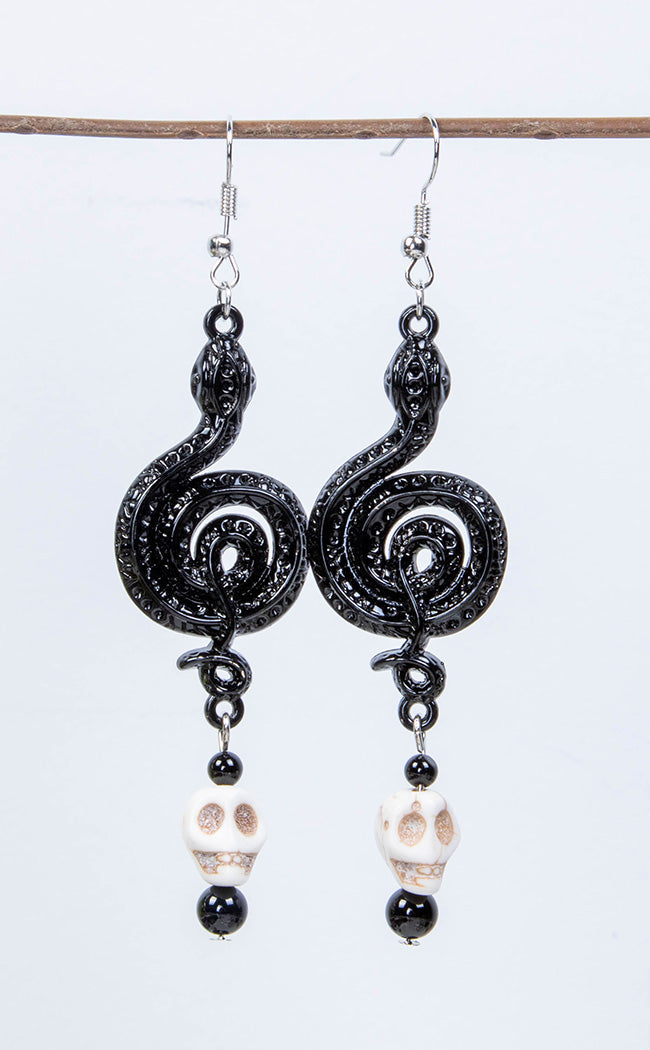 Slither & Treble Skull Earrings-Gothic Jewellery-Tragic Beautiful