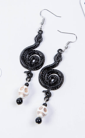 Slither & Treble Skull Earrings-Gothic Jewellery-Tragic Beautiful