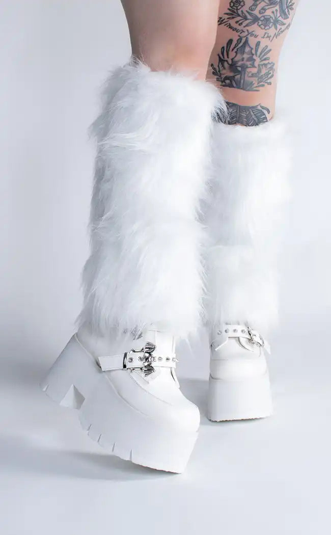 Snow Fox White Fluffy Leg Warmers