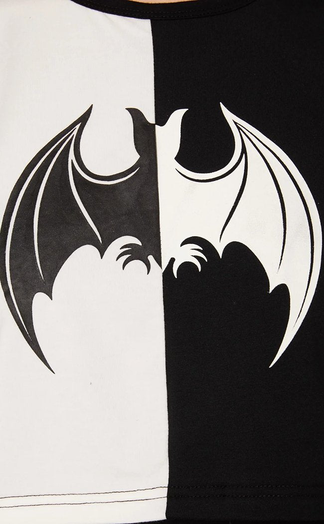 Split Bat Print Goth Tee-Black Friday-Tragic Beautiful