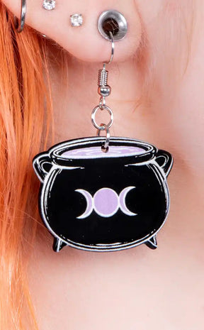 Stirring Up Magic Cauldron Earrings-Gothic Jewellery-Tragic Beautiful