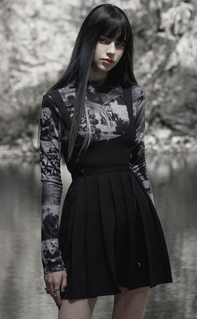 Stone Silence Pleated Dress | Black-Punk Rave-Tragic Beautiful