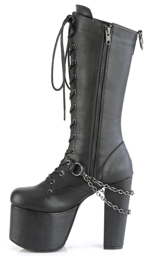 TORMENT-170 Black Vegan Chained Platform Boots-Demonia-Tragic Beautiful