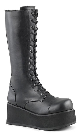 TRASHVILLE-502 Black Vegan Leather Boots-Demonia-Tragic Beautiful