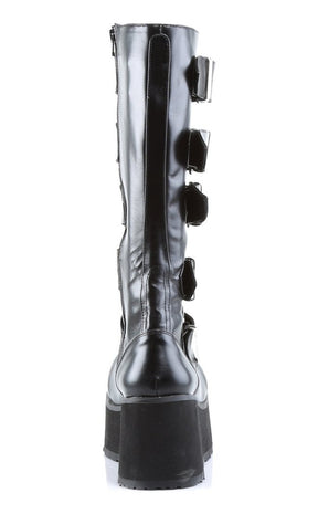 TRASHVILLE-518 Black Patent Boots (Au Stock)-Demonia-Tragic Beautiful