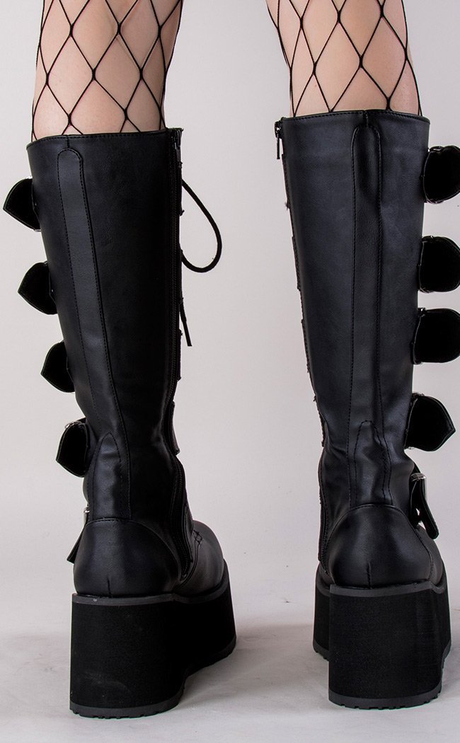 TRASHVILLE-518 Black Vegan Leather Boots (Au Stock)-Demonia-Tragic Beautiful