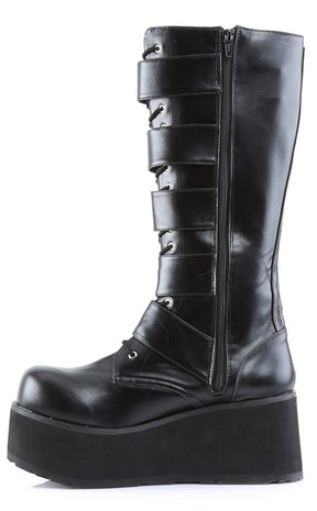 TRASHVILLE-518 Black Vegan Leather Boots-Demonia-Tragic Beautiful
