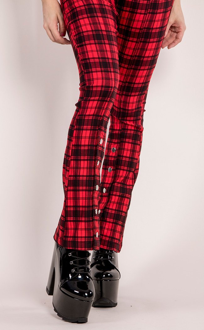 Red Tartan Tartan Flared Trousers Banned Apparel Australia Tartan