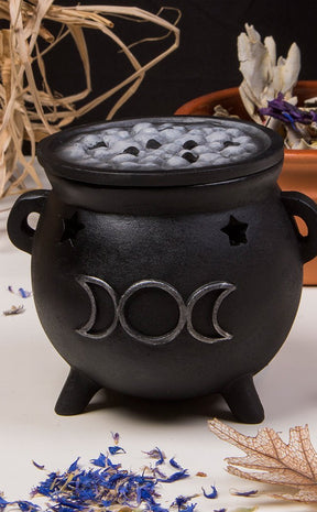 Triple Moon Cauldron Incense Cone Holder-Gothic Gifts-Tragic Beautiful