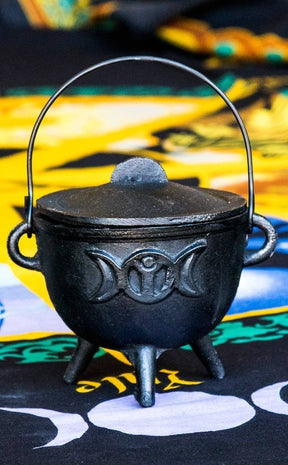 Triple Moon Tripod Cauldron-Cauldrons-Tragic Beautiful