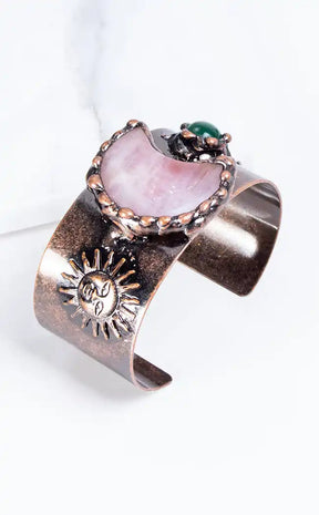 Trust the Moon Rose Quartz Cuff Bracelet-Gaia Regalia-Tragic Beautiful