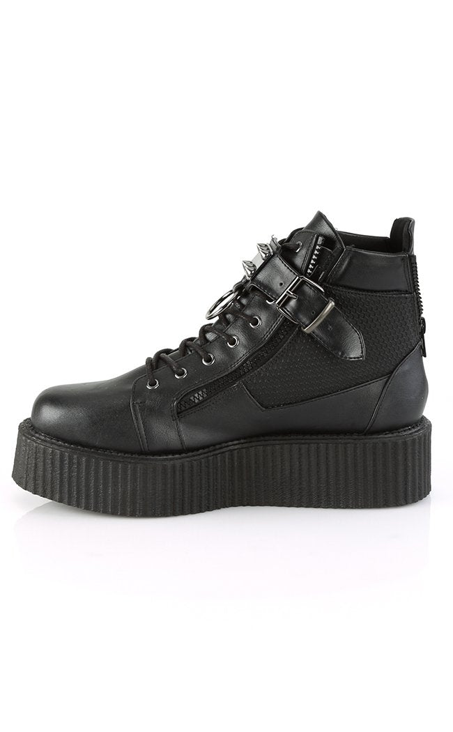 V-CREEPER-566 Black Vegan Leather Boots-Demonia-Tragic Beautiful