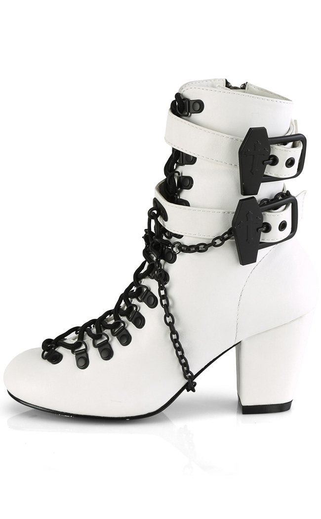 VIVIKA-128 White Vegan Ankle Boots-Demonia-Tragic Beautiful