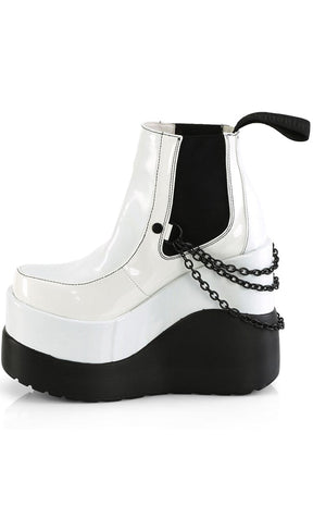 VOID-50 White Holo Patent Ankle Boots-Demonia-Tragic Beautiful