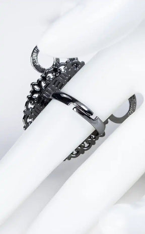Valor Invictus Ram Skull Adjustable Ring-Gothic Jewellery-Tragic Beautiful